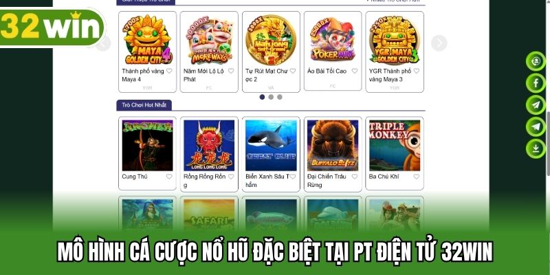 Mô hình cá cược nổ hũ đặc biệt tại PT điện tử 32win