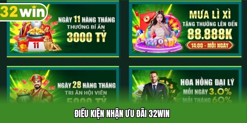 Điều kiện nhận ưu đãi 32WIN